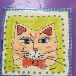 Dianne Cat wall tile trivet. In the box